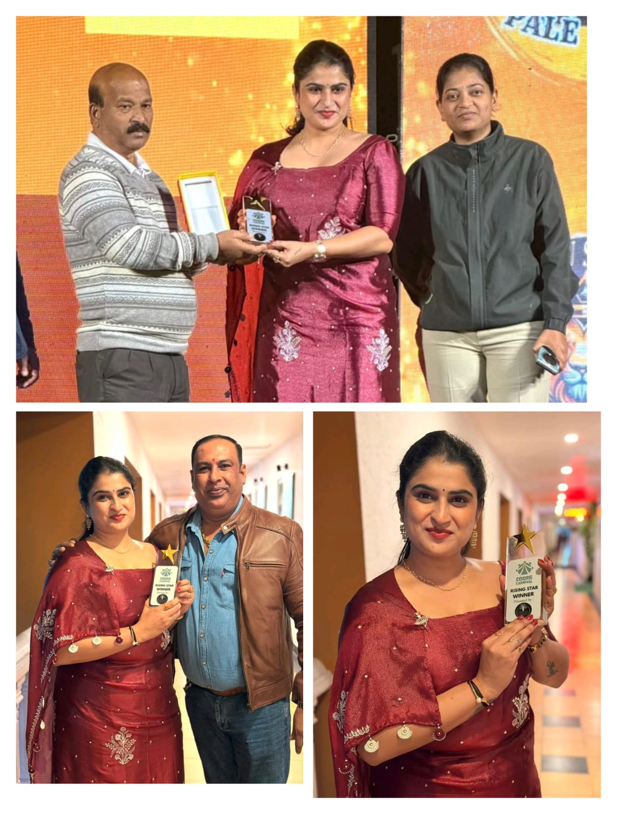 ದಿ ಕೂರ್ಗ್ ರೈಸಿಂಗ್ ಸ್ಟಾರ್ ಆಫ್ ಕೊಡಗು  ಪ್ರಶಸ್ತಿಗೆ ವಿರಾಜಪೇಟೆಯ ಬೀನಾ ಜಗದೀಶ್ ಮಡಿಲಿಗೆ.